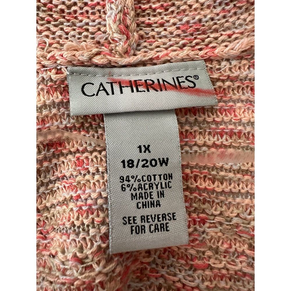 Catherines Cardigan Women 1X Plus Open Front Lightweight Cotton 3/4 Sleeve Cozy - Picture 3 of 7
